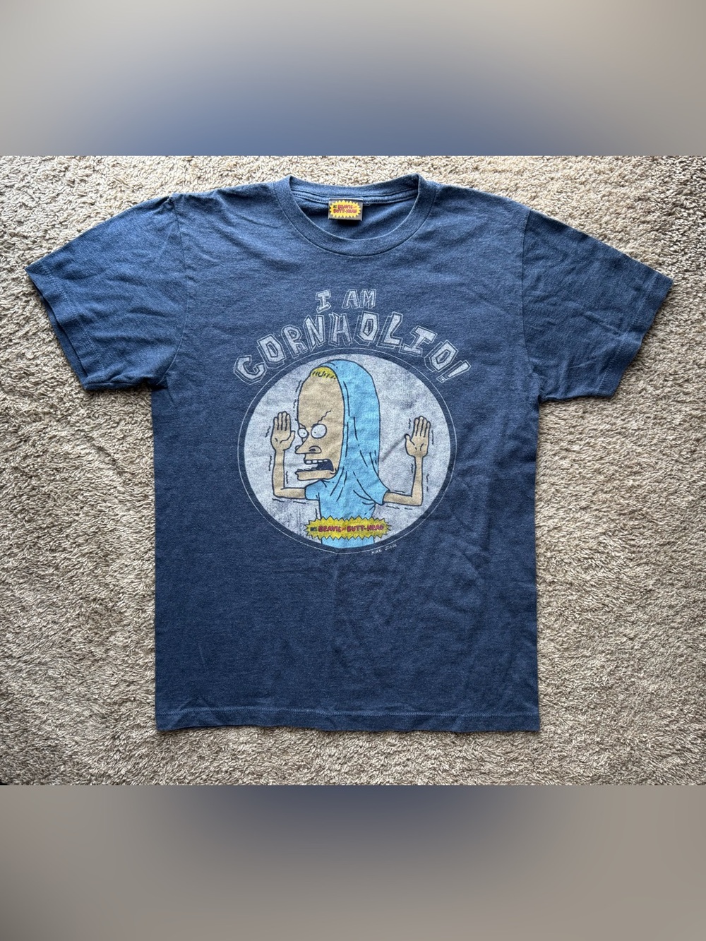 Beavis and Butt-Head “I Am Cornholio!” Graphic T-Shirt Blue Size Small